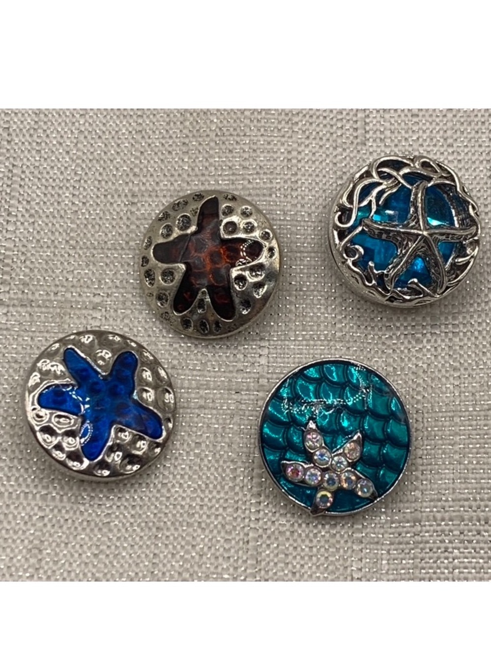SALE - STARFISH BUNDLE - Set of 4 - Snap Button Charms - 18mm/20mm